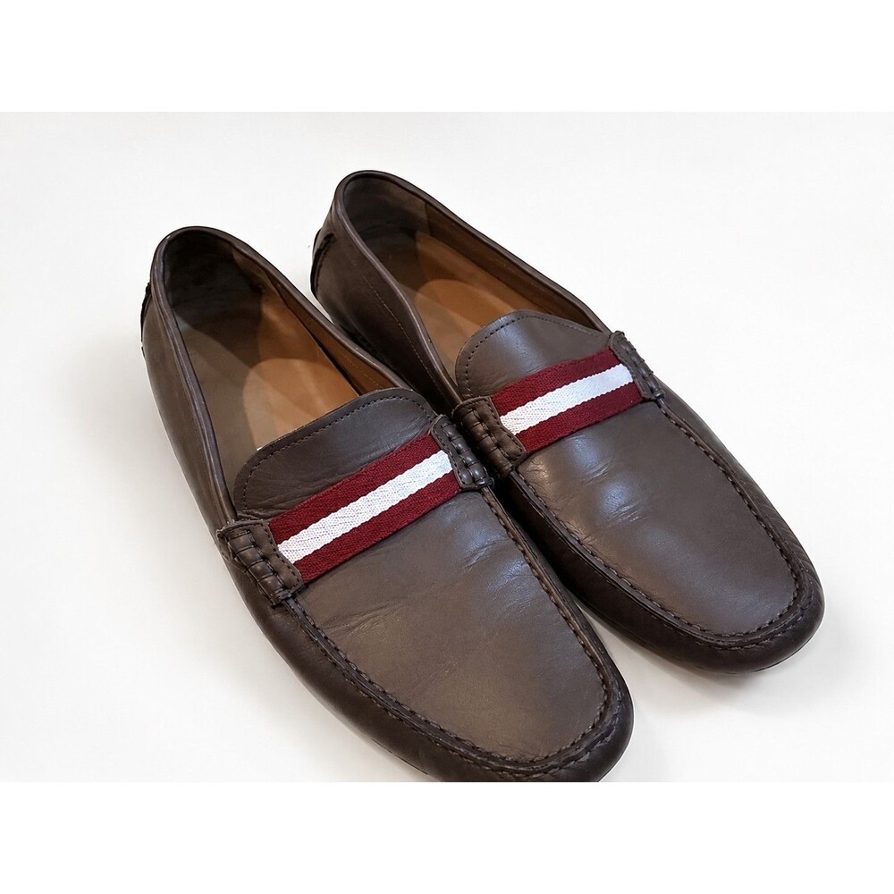 Bally Waltec Driving Loafers Shoes Mens US 13 Brown Leather Slip On Casual Italy